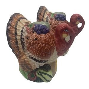 HomeTrends Turkey Salt & Pepper Shakers Thanksgiving Earthenware w Box Country